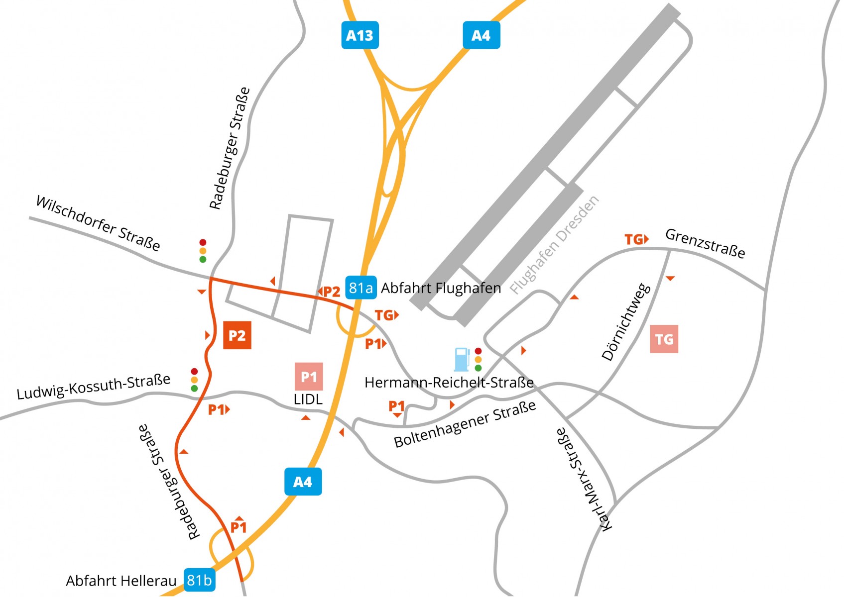P2 Parken Flughafen Dresden mit easy park fly